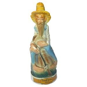 1969 Old Cabin Still Bourbon Decanter Figural Hillbilly Fisherman Weller 11.5”